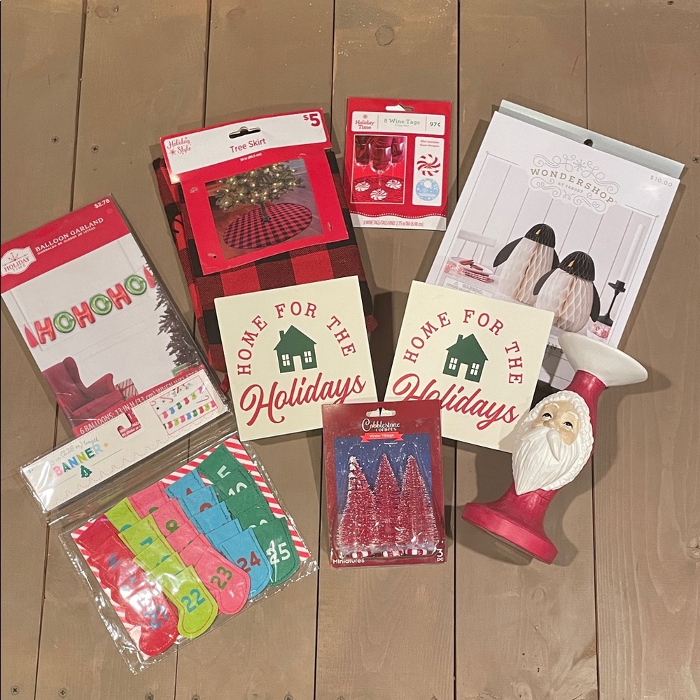 Festive Holiday Decor Set with Red Accents